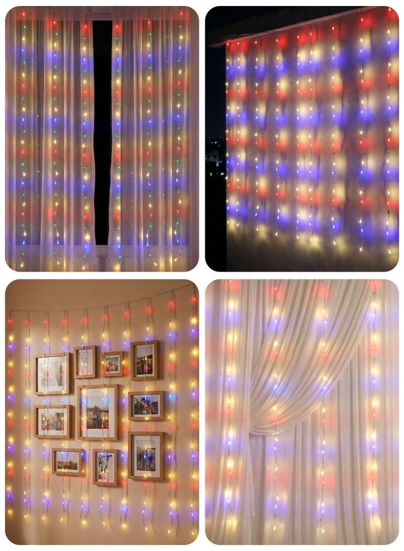 ZAYO LED Curtain Lights, Decorative Fairy Curtain Lights for Window, Wedding, Party, Festival Decoration, Indoor Hanging String Lights, Ambient Lighting  Multicolour 3 X 2 Meter - Image 4